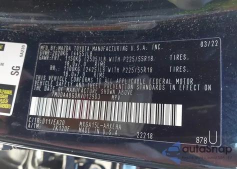 2022 Toyota Corolla Cross Xle из США, поврежденный, VIN 7MUDAABG0NV012903